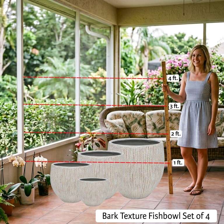 Bark Texture Fishbowl Set of 4