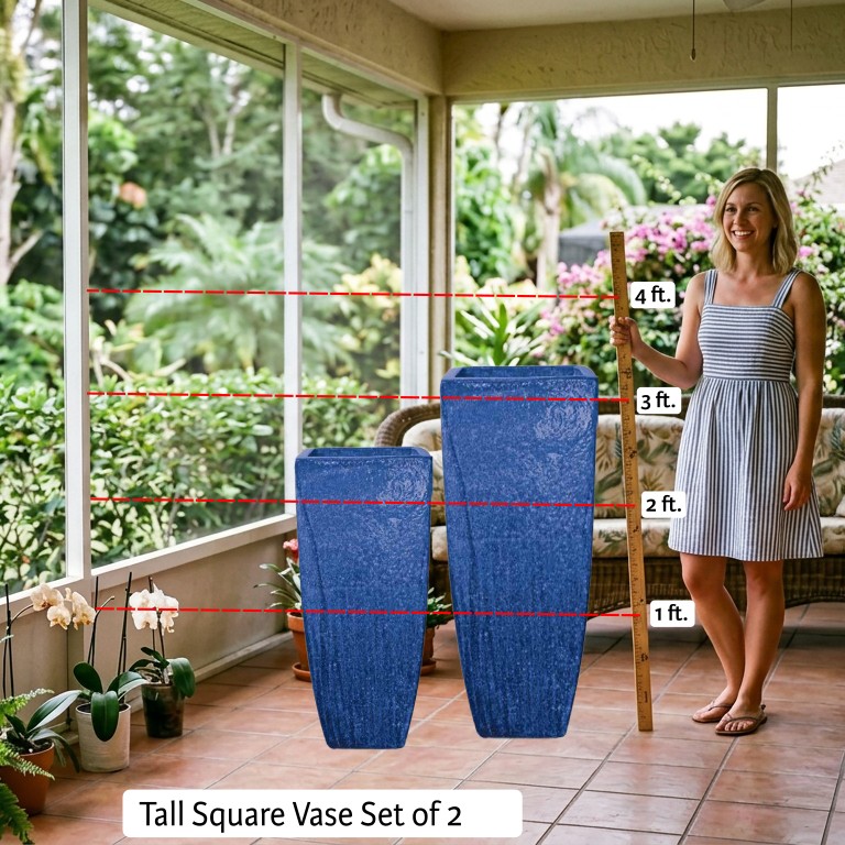 Tall Square Vase Set of 2