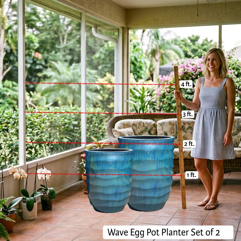 Wave Egg Pot Planter Set of 2