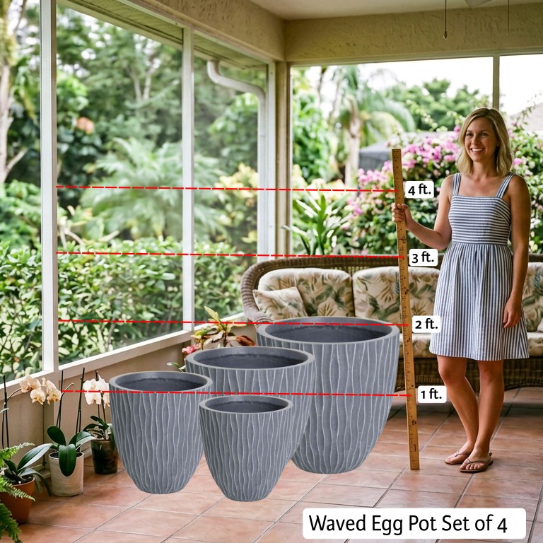 Waved Egg Pot Set of 4