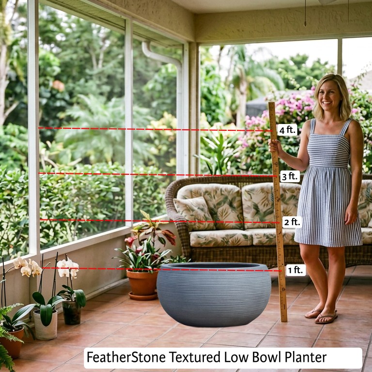 FeatherStone Textured Low Bowl Planter