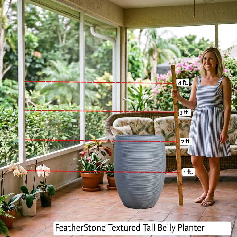 FeatherStone Textured Tall Belly Planter
