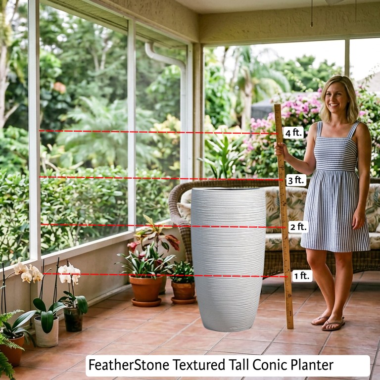 FeatherStone Textured Tall Conic Planter