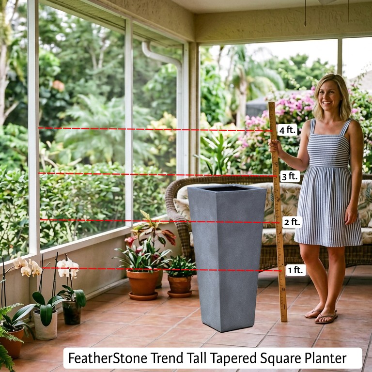 FeatherStone Trend Tall Tapered Square Planter