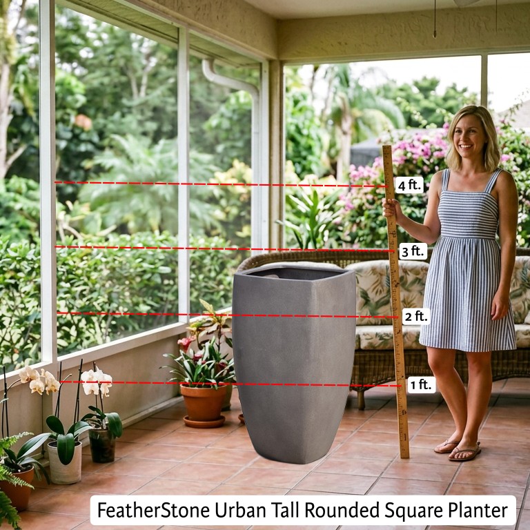 FeatherStone Urban Tall Rounded Square Planter