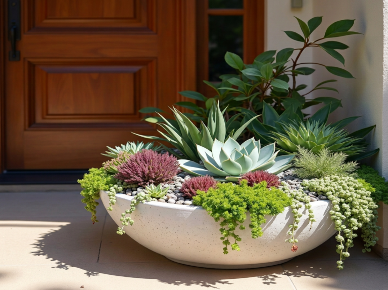 CH1212 Low Bowls Colorful Sedum Agave Mix